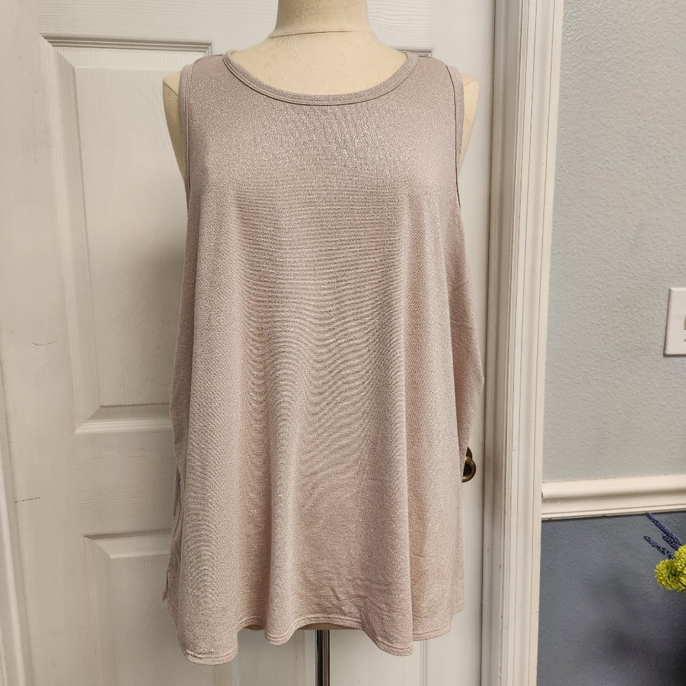 Elegant Sleeveless Beige Shimery Top